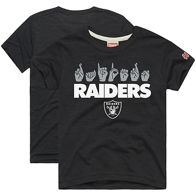 Youth Homage Charcoal Las Vegas Raiders Love Sign x ASL 2.0 Tri-Blend T-Shirt