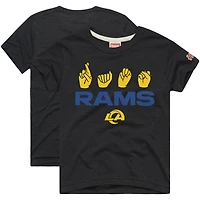 Youth Homage Charcoal Los Angeles Rams Love Sign x ASL 2.0 Tri-Blend T-Shirt
