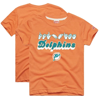 Youth Homage Orange Miami Dolphins Love Sign x ASL 2.0 Tri-Blend T-Shirt