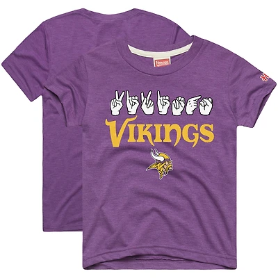 Youth Homage Purple Minnesota Vikings Love Sign x ASL 2.0 Tri-Blend T-Shirt
