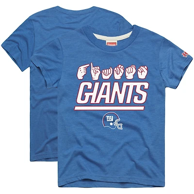 Youth Homage Royal New York Giants Love Sign x ASL 2.0 Tri-Blend T-Shirt