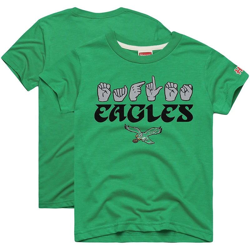 Youth Homage Kelly Green Philadelphia Eagles Love Sign x ASL 2.0 Tri-Blend T-Shirt