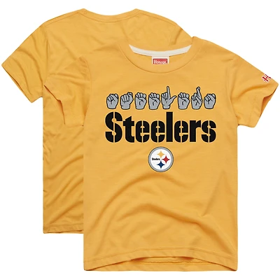 Youth Homage Gold Pittsburgh Steelers Love Sign x ASL 2.0 Tri-Blend T-Shirt