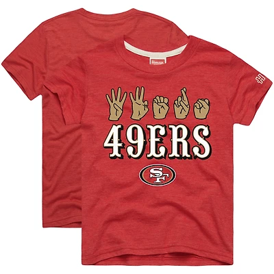 Youth Homage Scarlet San Francisco 49ers Love Sign x ASL 2.0 Tri-Blend T-Shirt