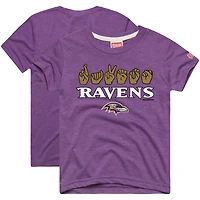 Youth Homage Purple Baltimore Ravens Love Sign x ASL 2.0 Tri-Blend T-Shirt