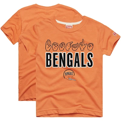 Youth Homage Orange Cincinnati Bengals Love Sign x ASL 2.0 Tri-Blend T-Shirt