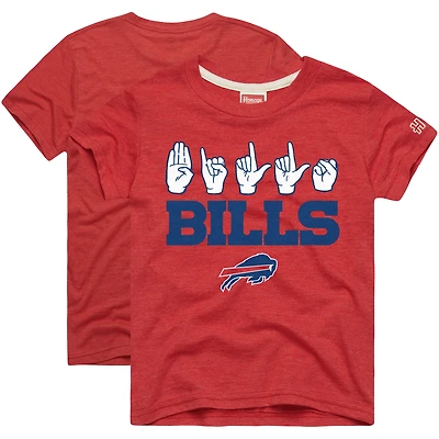 Youth Homage Red Buffalo Bills Love Sign x ASL 2.0 Tri-Blend T-Shirt