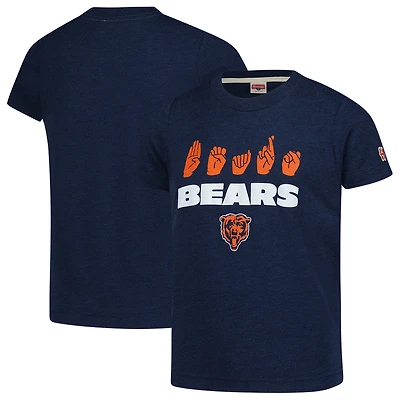 Youth Homage Navy Chicago Bears Love Sign x ASL 2.0 Tri-Blend T-Shirt
