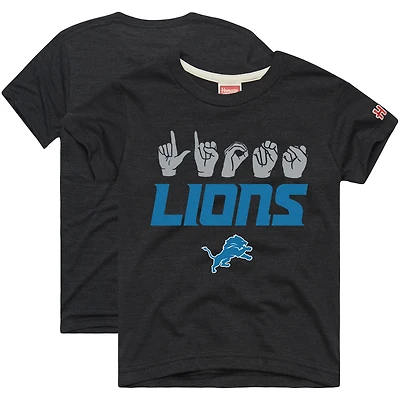 Youth Homage Charcoal Detroit Lions Love Sign x ASL 2.0 Tri-Blend T-Shirt