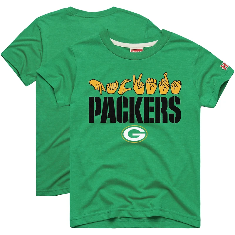 Youth Homage Green Bay Packers Love Sign x ASL 2.0 Tri-Blend T-Shirt