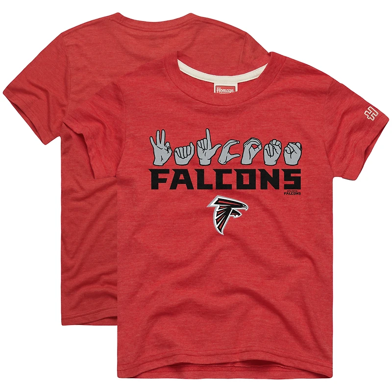 Youth Homage Red Atlanta Falcons Love Sign x ASL 2.0 Tri-Blend T-Shirt