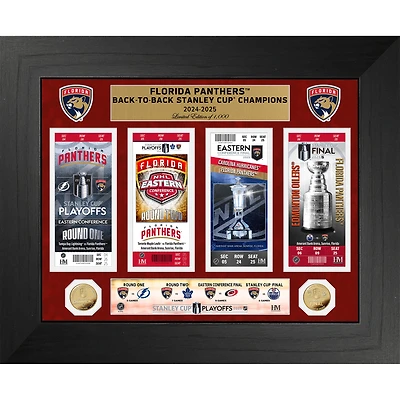 Highland Mint Florida Panthers 2025 Stanley Cup Champions 18" x 22" Deluxe Road To The Stanley Cup Ticket & Gold Coin Photo Mint