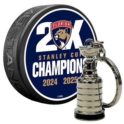 Florida Panthers Two-Time Stanley Cup Champions Puck & Keychain