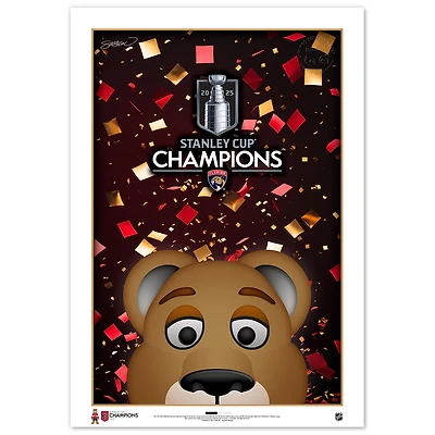 Florida Panthers 2025 Stanley Cup Champions 14" x 20" Minimalist Mascot Fine Art Print