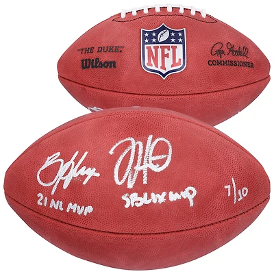 Jalen Hurts & Bryce Harper Autographed Wilson Duke Full Color Football with "SB LIX MPV" & "21 NL MVP" Inscriptions