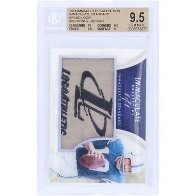 Johnny Unitas Indianapolis Colts 2014 Panini Immaculate Collection Game Used Brand Relic #IS-JU #1/1 BGS Authenticated 9.5 Card - 10,9.5,9.5,9 Subgrades