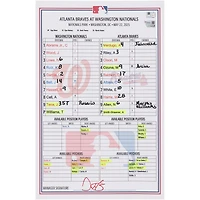 Washington Nationals Game-Used Lineup Card vs. Atlanta Braves on May 22, 2025