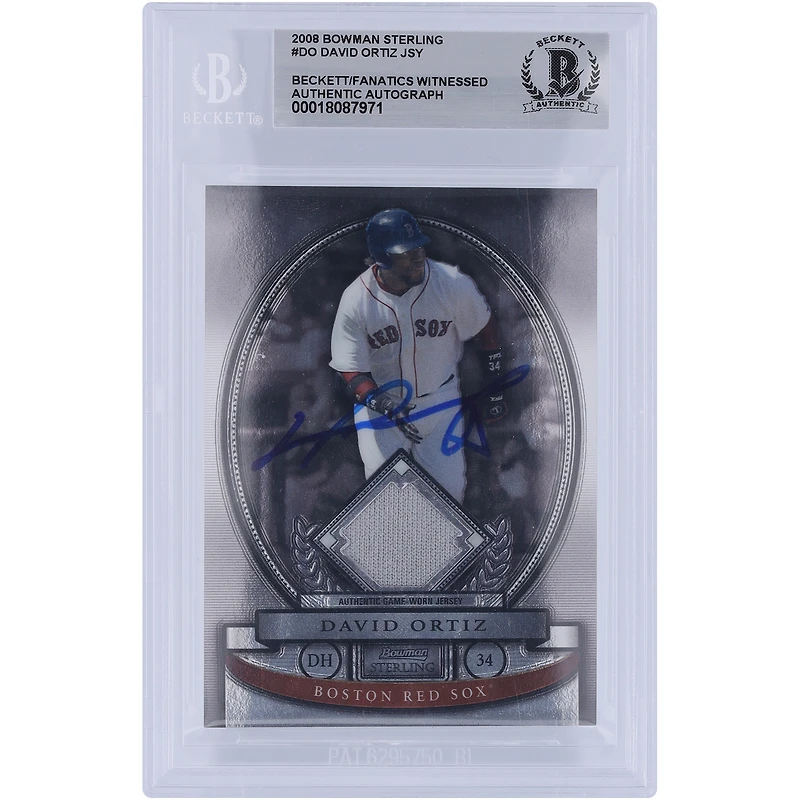 David Ortiz Boston Red Sox Autographed 2008 Bowman Sterling Jersey Relic #BS-DO Beckett Fanatics Witnessed Authenticated Card