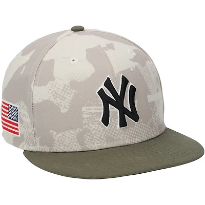 Anthony Volpe New York Yankees Game-Used Light Beige Camo New Era Cap vs. New York Mets on May 18, 2025 - Armed Forces Day