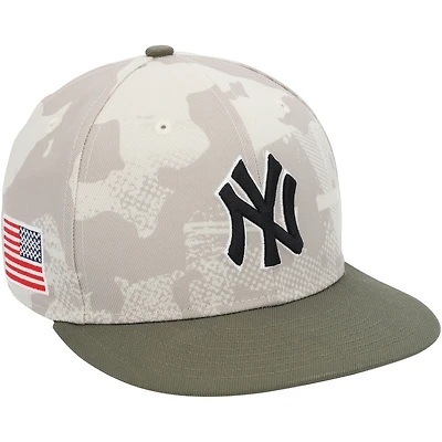 Jasson Domínguez New York Yankees Game-Used Light Beige Camo New Era Cap vs. New York Mets on May 18, 2025 - Armed Forces Day