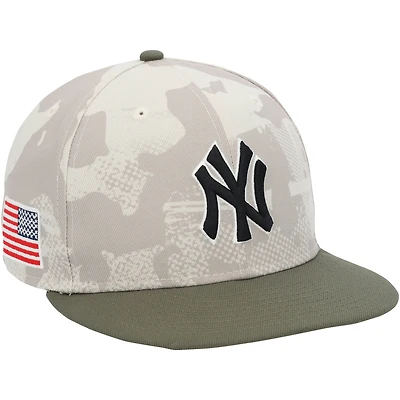 Mark Leiter Jr. New York Yankees Player-Worn Light Beige Camo New Era Cap vs. New York Mets on May 18, 2025 - Armed Forces Day