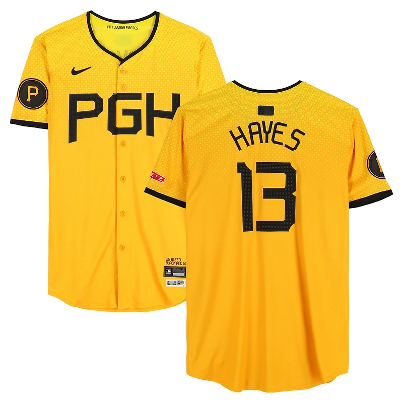 Ke'Bryan Hayes Pittsburgh Pirates Game-Used #13 Gold Nike City Connect Jersey vs. Milwaukee Brewers on May 23, 2025