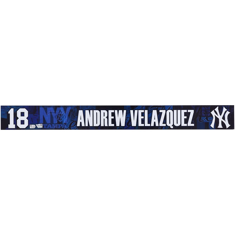 Andrew Velazquez New York Yankees Player-Issued #18 Navy Nameplate from 2025 MLB Spring Training