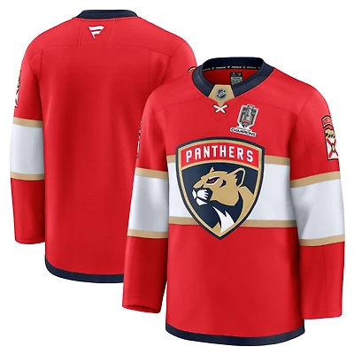 Men's Fanatics  Red Florida Panthers Home 2025 Stanley Cup Champions Premium Patched Jersey