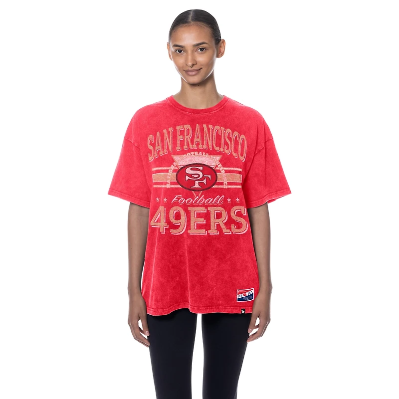 Women's New Era Scarlet San Francisco 49ers Throwback Oversized T-Shirt