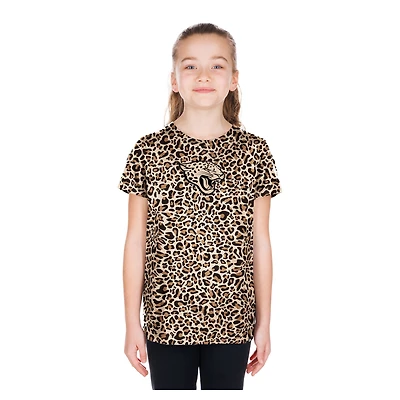 Girls Youth New Era  Tan Jacksonville Jaguars Mom & Me Leopard T-Shirt