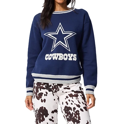 Unisex Terez Navy Dallas Cowboys Logo Crew Neck Sweater