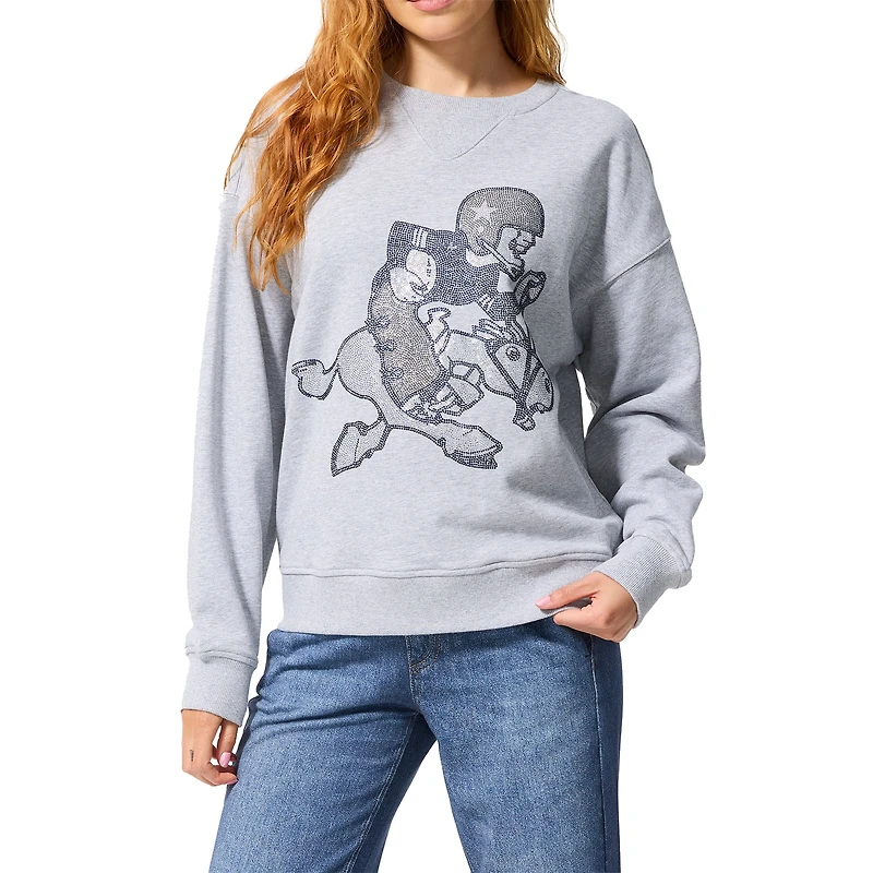 Women's Terez Gray Dallas Cowboys Retro Gems Fleece Crewneck Sweatshirt