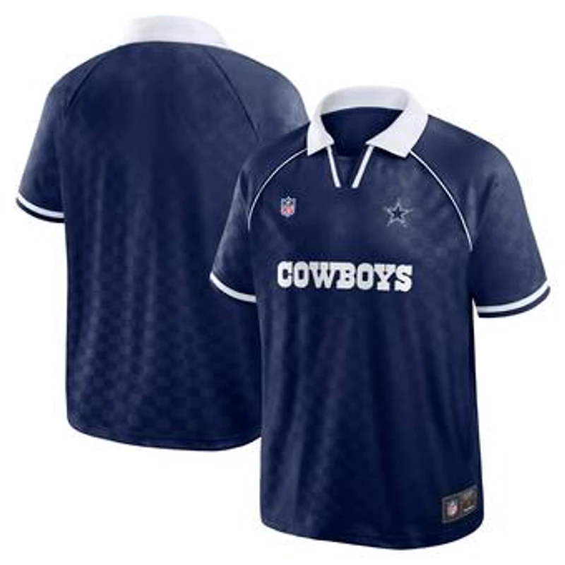 Men's Fanatics Navy Dallas Cowboys Homerun Raglan V-Neck Polo