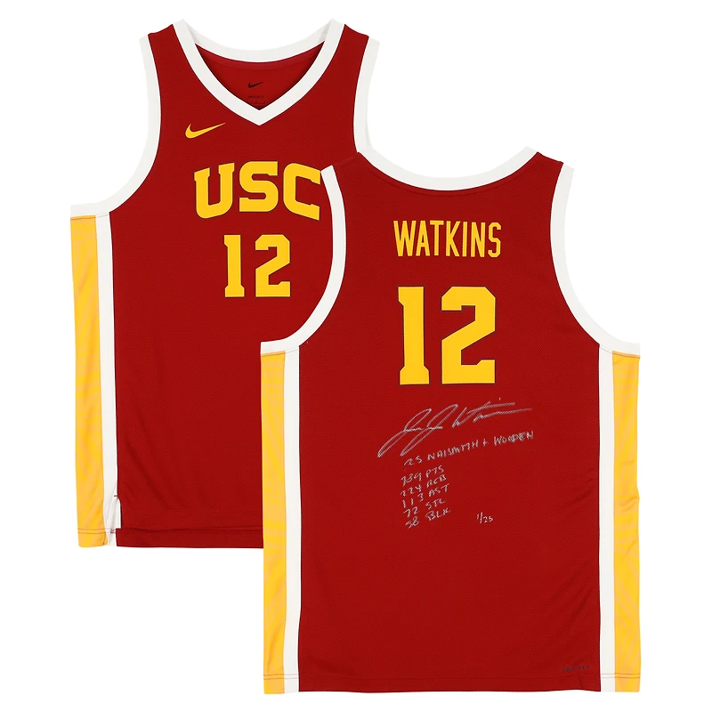 JuJu Watkins USC Trojans Autographed Cardinal Nike Replica Jersey with Multiple Inscriptions