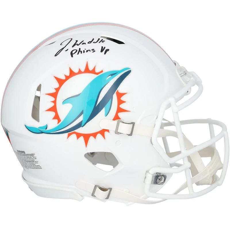 Jaylen Waddle Miami Dolphins Autographed Riddell Speed Authentic Helmet with "Phins Up" Inscription