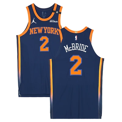 Miles McBride New York Knicks Game-Used #2 Navy Jordan Brand Jersey vs. Boston Celtics on May 12, 2025 - Round 2 Game 4 - Size 50+4