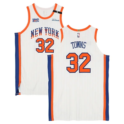 Karl-Anthony Towns New York Knicks Game-Used #32 White Nike City Edition Jersey vs. Detroit Pistons on April 29, 2025 - Round 1 Game 5 - Size 54+6
