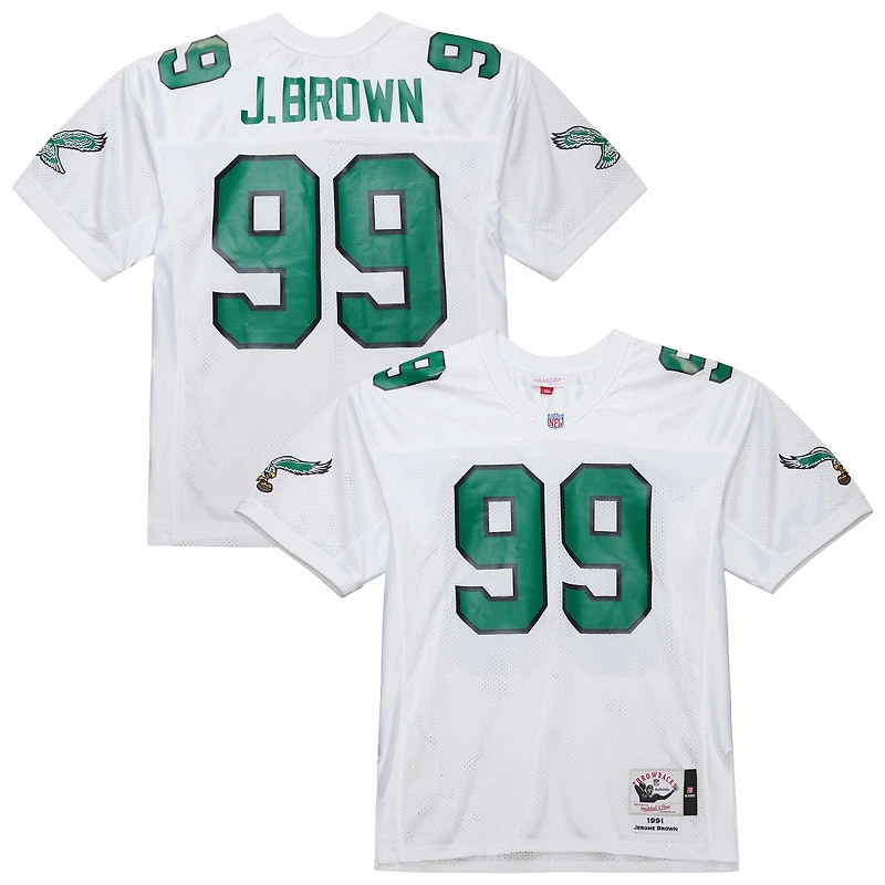 Men's Mitchell & Ness Jerome Brown White Philadelphia Eagles 1991 Authentic Throwback Retired Player Jersey