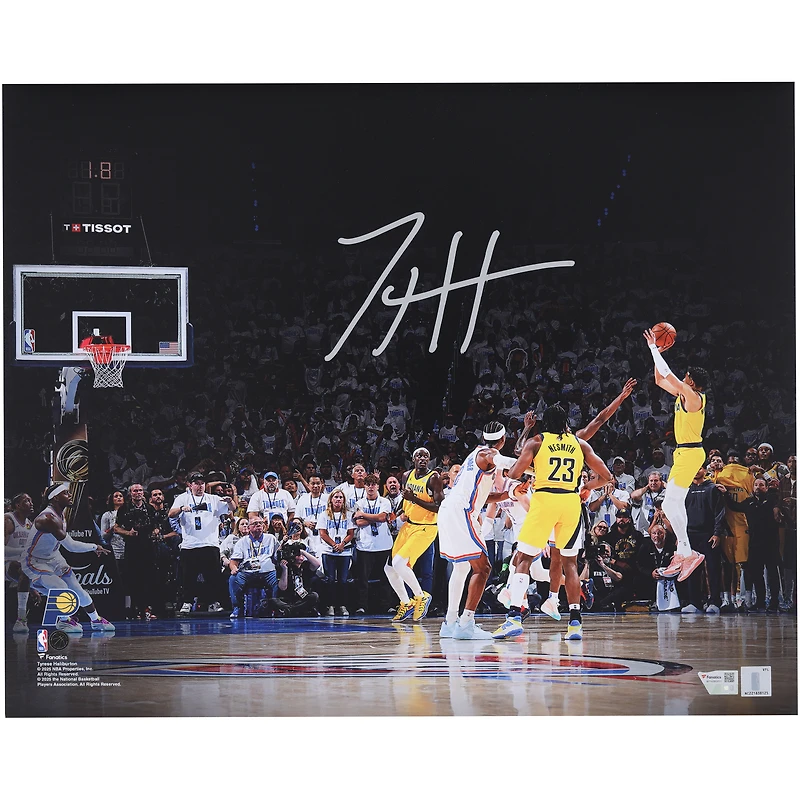 Tyrese Haliburton Indiana Pacers Autographed 16" x 20" 2025 NBA Finals Game 1 vs. Oklahoma City Thunder Game-Winning Shot Photograph