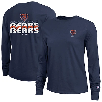 Women's Champion  Navy Chicago Bears Core Long-Sleeve T-Shirt