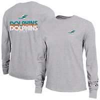 Women's Champion  Gray Miami Dolphins Core Long-Sleeve T-Shirt