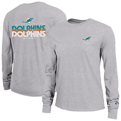 Women's Champion  Gray Miami Dolphins Core Long-Sleeve T-Shirt