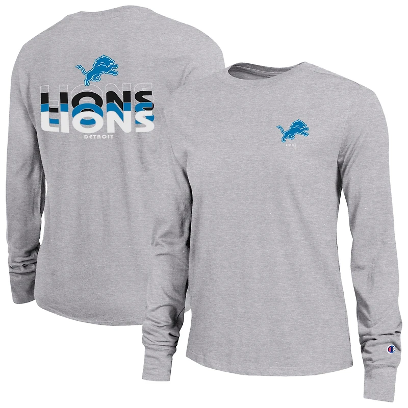 Women's Champion Heather Gray Detroit Lions Core Long-Sleeve T-Shirt
