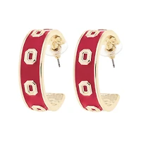 CANVAS Style Ohio State Buckeyes 18k Gold-Plated Enamel Logo Hoop Earrings