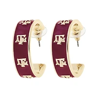 CANVAS Style Texas A&M Aggies 18k Gold-Plated Enamel Logo Hoop Earrings