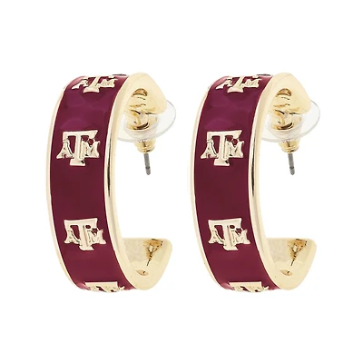 CANVAS Style Texas A&M Aggies 18k Gold-Plated Enamel Logo Hoop Earrings