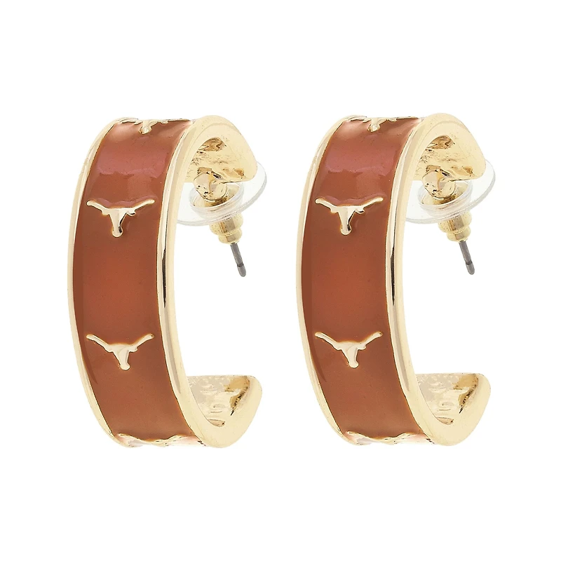 CANVAS Style Texas Longhorns 18k Gold-Plated Enamel Logo Hoop Earrings