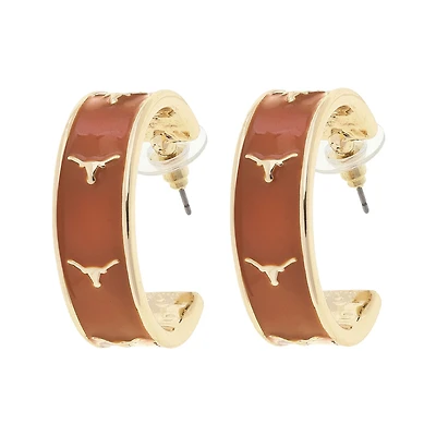 CANVAS Style Texas Longhorns 18k Gold-Plated Enamel Logo Hoop Earrings