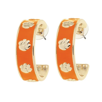 CANVAS Style Clemson Tigers 18k Gold-Plated Enamel Logo Hoop Earrings