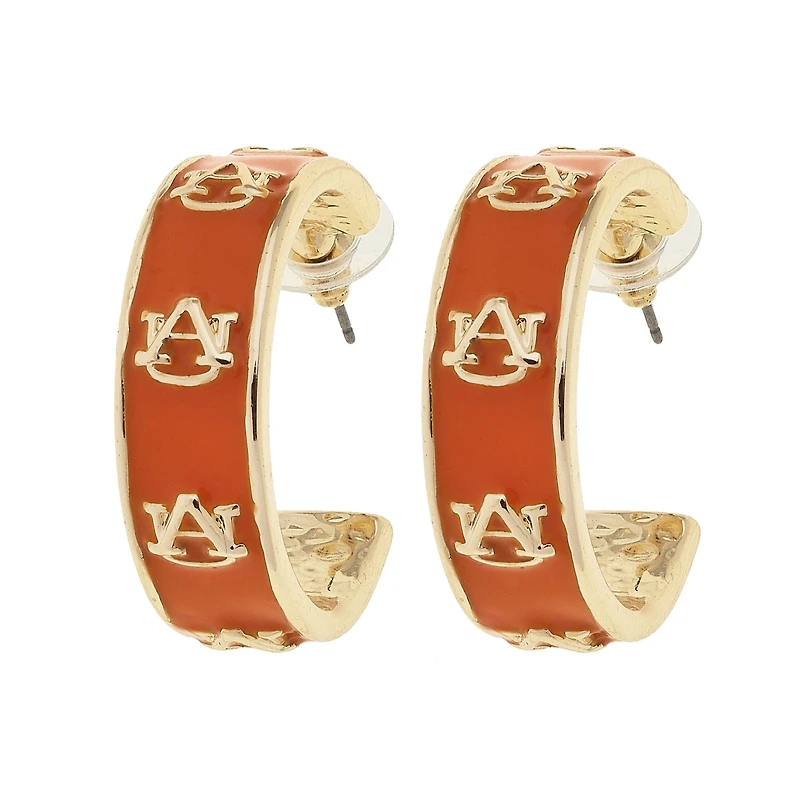 CANVAS Style Auburn Tigers 18k Gold-Plated Enamel Logo Hoop Earrings